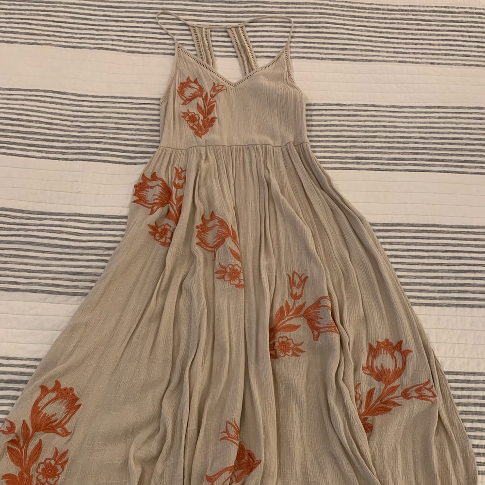 Tan and orange maxi dress